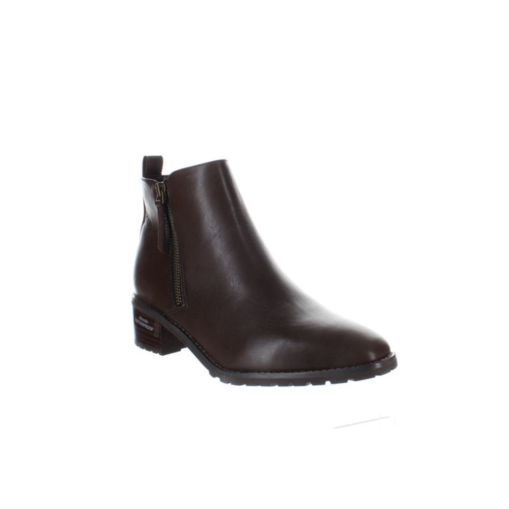 Blondo Brown Leather Ankle Booties with Side Zip Water Proof 8.5